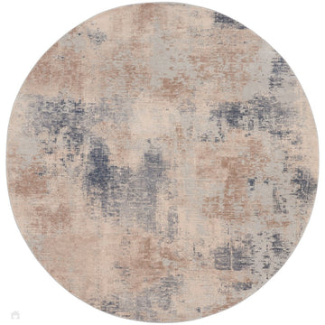 Rustic Textures RUS02 Modern Abstract Distressed Shimmer Carved Hi-Low Textured Durable Polyblend Short-Pile Beige/Grey/Ivory Round Rug-Nourison-Rug Love - The Most Loved Rug Store